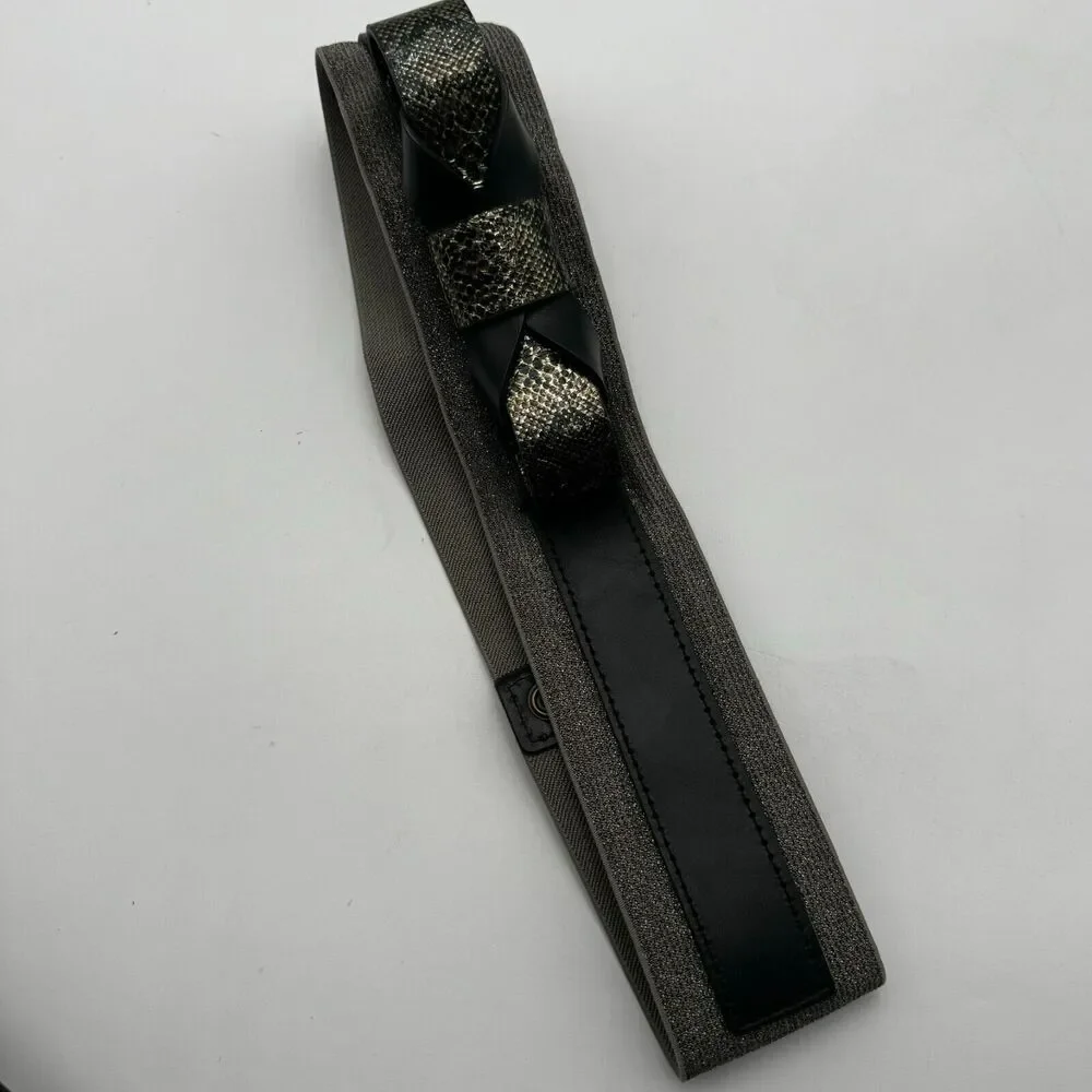 LOFT | Women's Small Extra Wide Leather Belt Bow Snaps Stretch 27